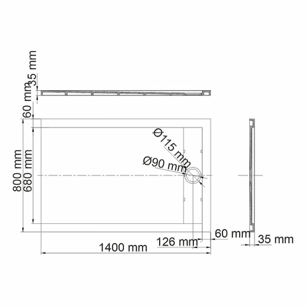 душевой поддон из искусственного камня wasserkraft wiese 140x80 84t35 цвет цвет серый матовый