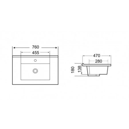 раковина встраиваемая weltwasser deilbach 7506 75 см, mt- bl 10000005565 черная матовая