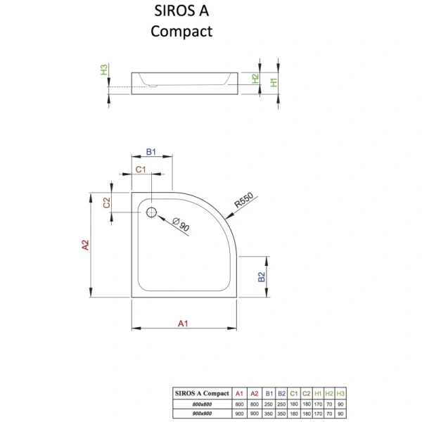 акриловый поддон 80x80 см radaway siros a compact sba8817-2