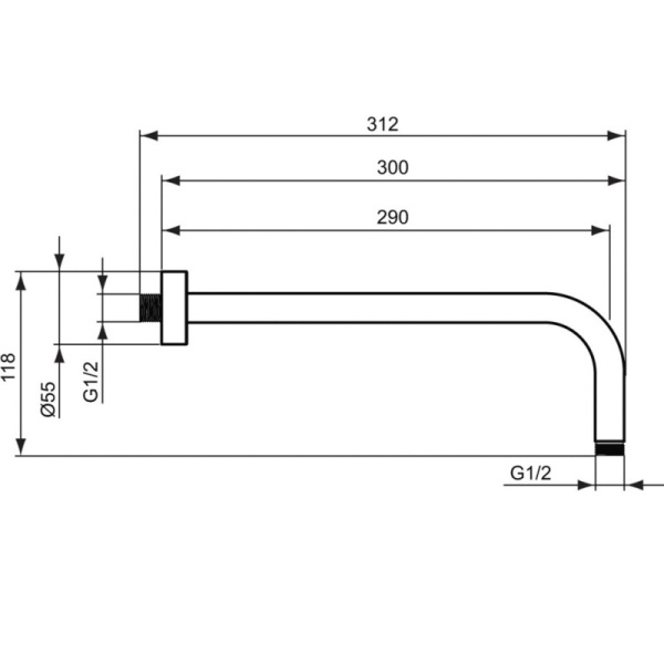 кронштейн для верхнего душа ideal standard idealrain b9444aa