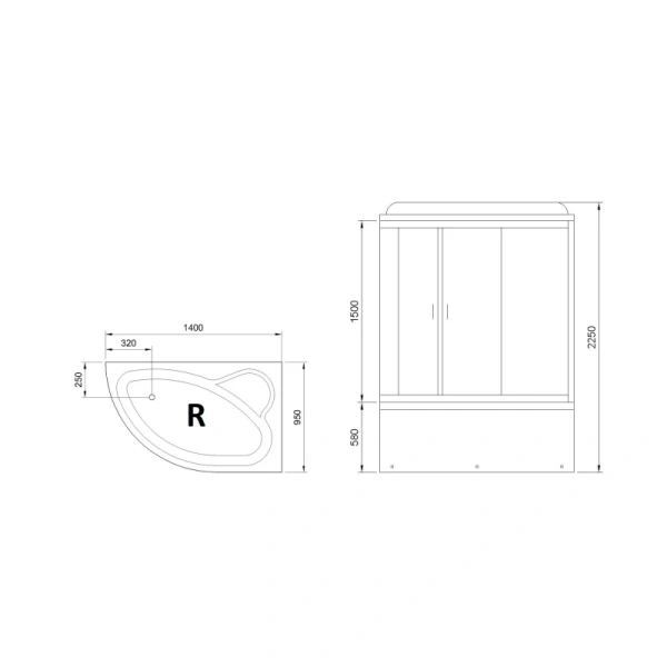 душевой бокс royal bath alp 140х95 rb140alp-c-r с гидромассажем