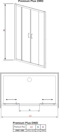 душевая дверь radaway premium plus dwd 150 прозрачное