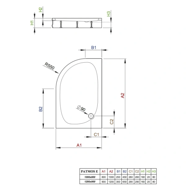 акриловый поддон 100x80 см radaway patmos e 4p81155-03p