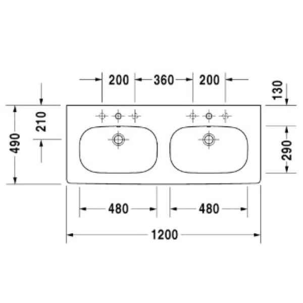 раковина полувстраиваемая duravit d-code 03481200002