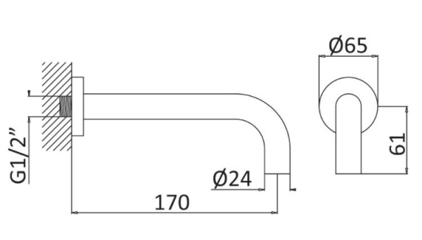 излив для ванны leaf-sc-sr 170мм, цвет sunrise