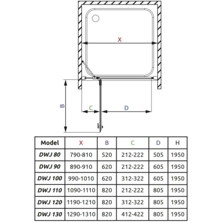 душевая дверь radaway almatea dwj 90 l интимато