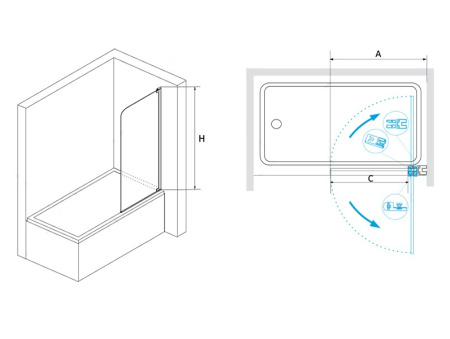 шторка на ванну rgw screens sc-01 100x150 профиль хром стекло прозрачное