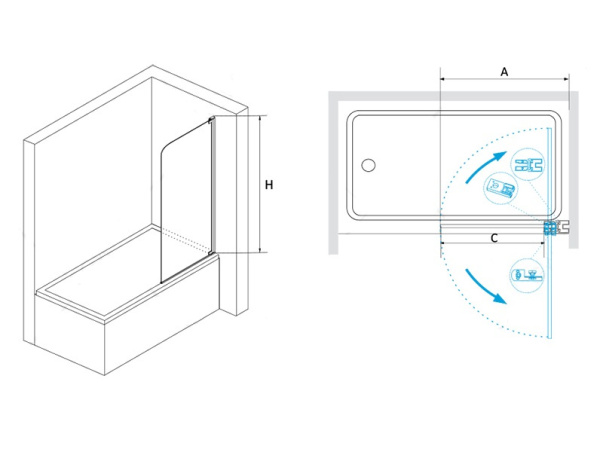 шторка на ванну rgw screens sc-01 100x150 профиль хром стекло прозрачное