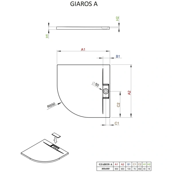 душевой поддон из литьевого мрамора 90x90 см radaway giaros a mkga9090-03