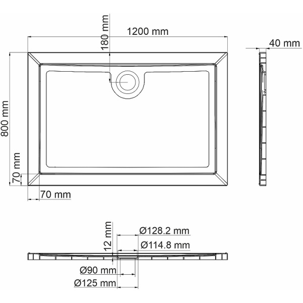 душевой поддон из стеклопластика wasserkraft salm 120x80 27t06 цвет белый глянец