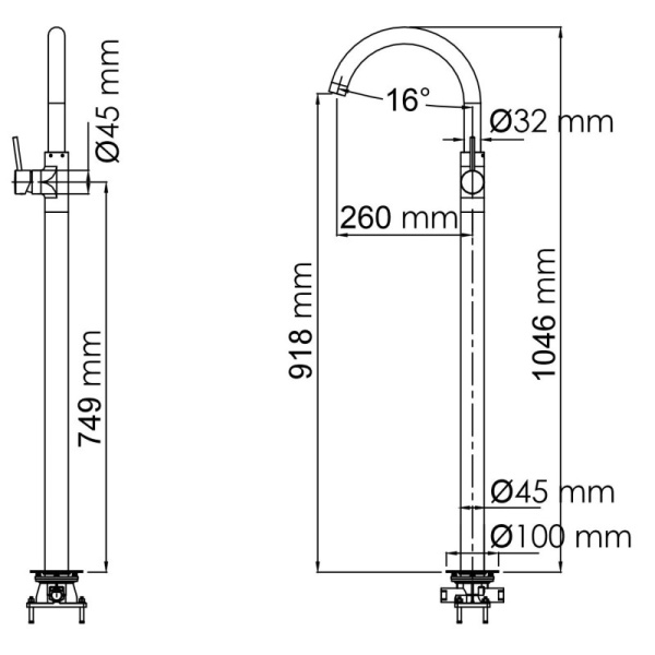 смеситель для раковины напольный wasserkraft main 4153 цвет хром