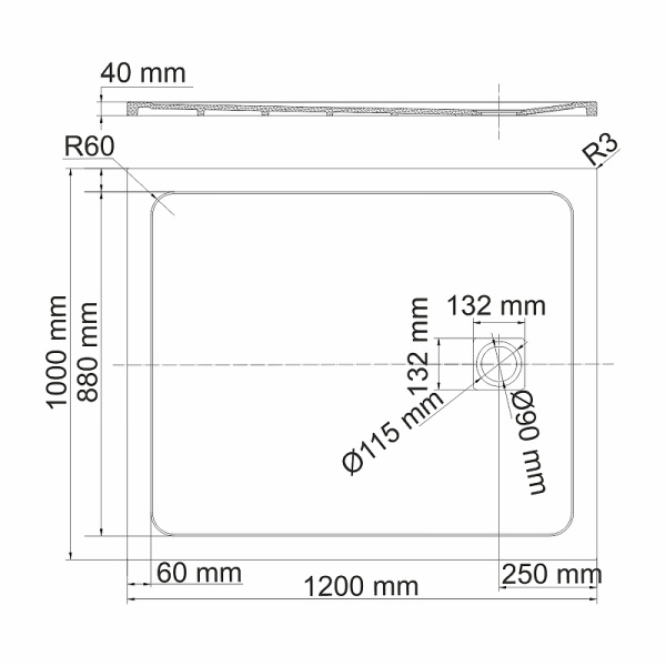 душевой поддон из искусственного камня wasserkraft neime 120х100 19t10 цвет черный матовый