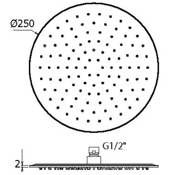 верхний душ plumberia selection sat3174bo 250 мм, белый матовый
