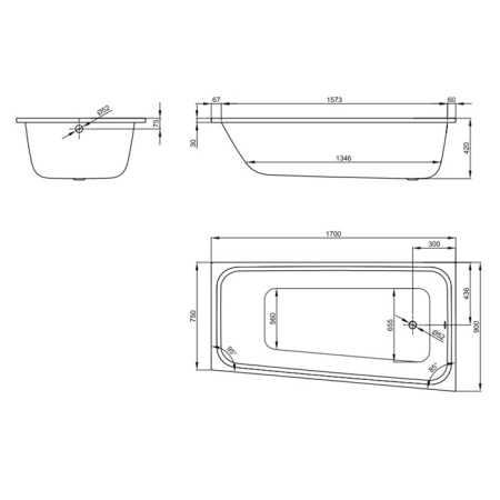 стальная ванна bette space m 1141-000 170х90 см белая