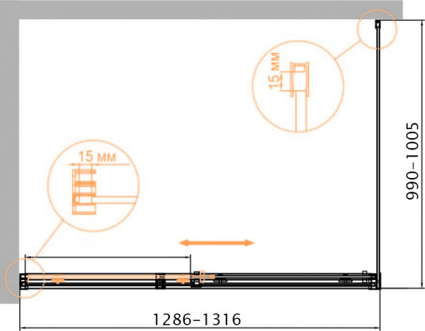 душевой уголок 130x100 cezares duet soft-m-ah-1-130/100-c-cr прозрачное