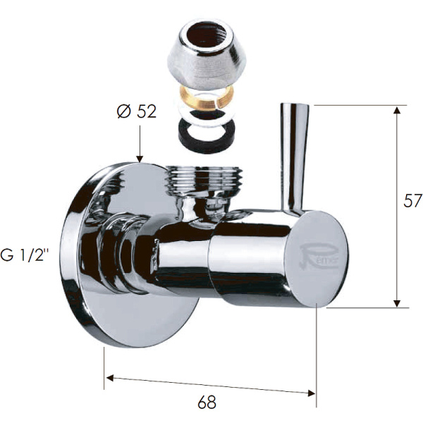 запорный вентиль remer 128l1210 хром