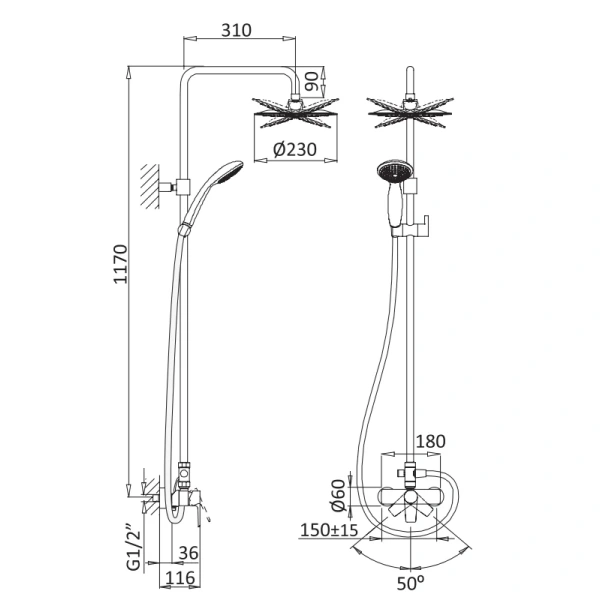 душевая система cezares nautic nautic-cd-bio белая матовая