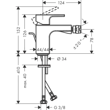 смеситель для биде с донным клапаном hansgrohe vernis shape 71211670