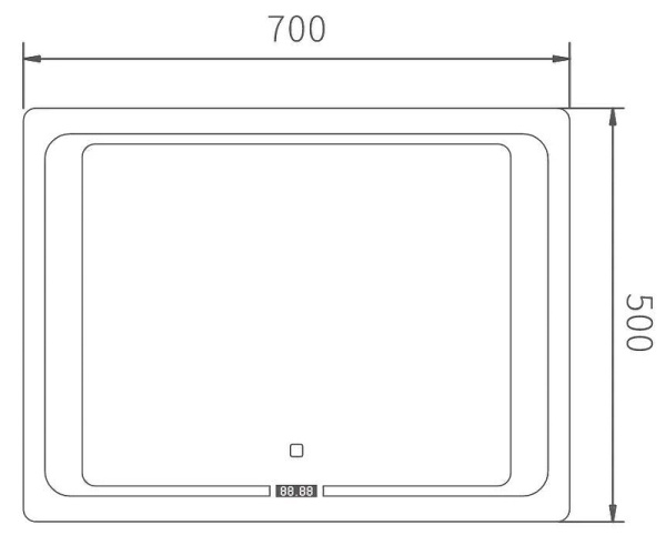 зеркало haiba 70 hb664 с подсветкой с сенсорным выключателем и часами