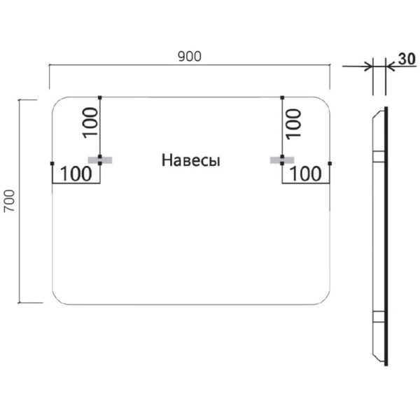 зеркало 90х70 см vincea vlm-3vc900