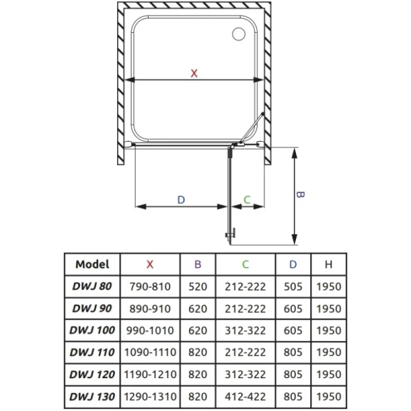 душевая дверь radaway almatea dwj 100 r коричневое