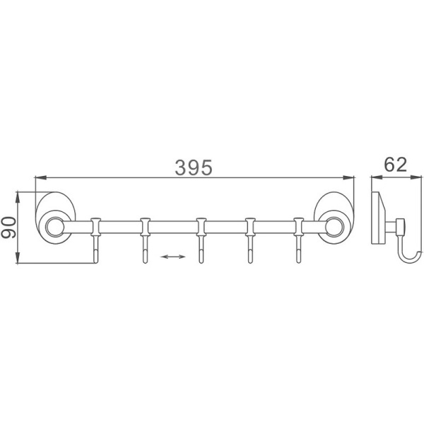 Вешалка для полотенец Haiba HB1615-5 цвет хром