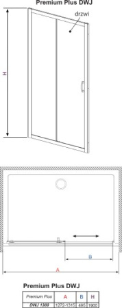 душевая дверь radaway premium plus dwj 130 прозрачное