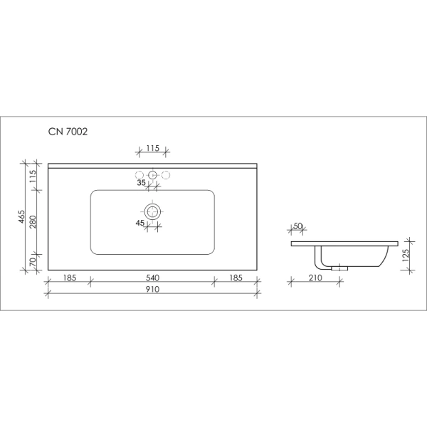 раковина ceramicanova element cn7002 встраиваемая, сверху, 91х46.5 см, белая