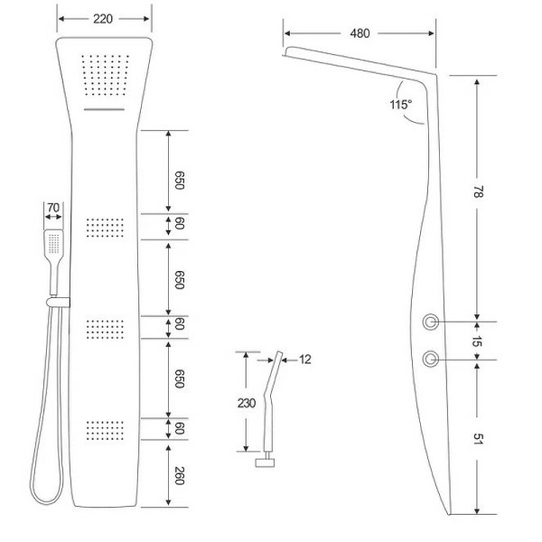 душевая панель ceruttispa arno bw ct9656 с гидромассажем черная белая