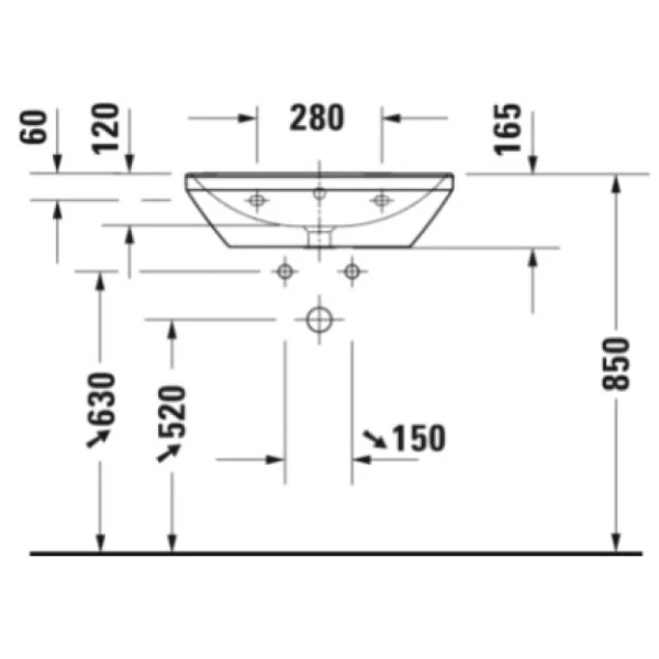 раковина подвесная 60 см duravit d-neo 2366600000, цвет белый