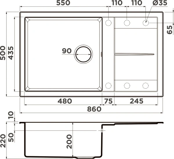 мойка кухонная omoikiri sumi 86a-gb графит