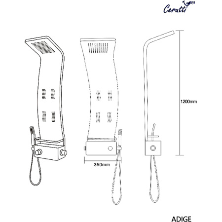 душевая панель cerutti spa adige b ct8980 с гидромассажем черная глянцевая