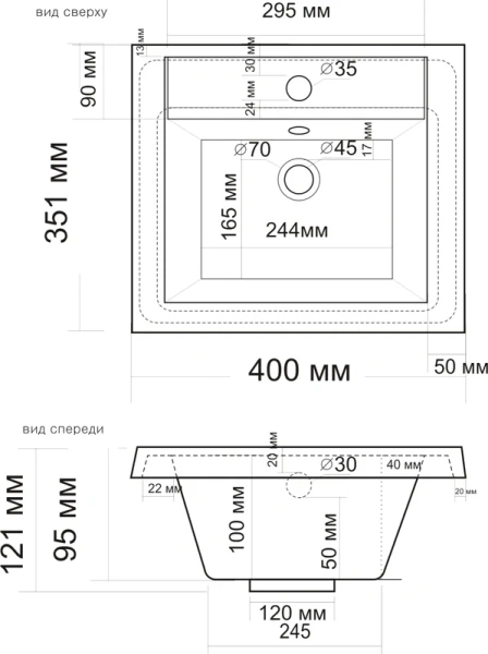 мебельная раковина 40 madera alice 4627173210287, цвет белый