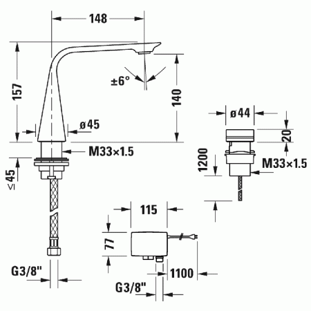 смеситель для раковины duravit d.1 d11100007010