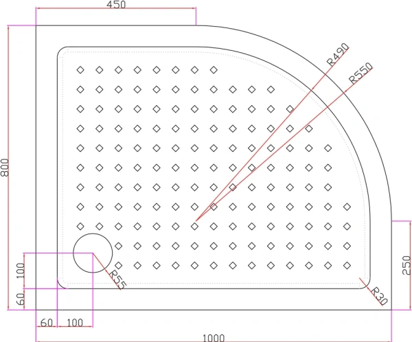 акриловый поддон 100x80 см cezares tray-a-rh-100/80-550-15-w-r