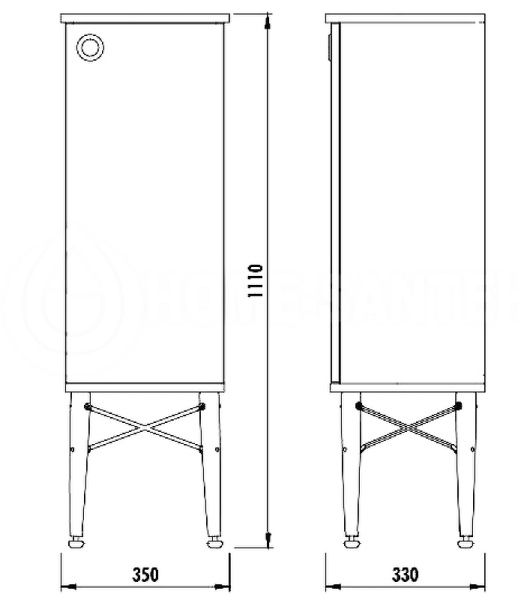 шкаф пенал creavit legno 45 lg2110.00.knb белый бук