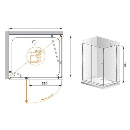 душевой уголок cezares elena 120x90 текстурное стекло elena-w-ah-1-120/90-p-cr-l