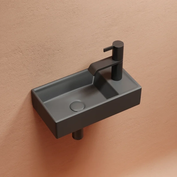 раковина ceramicanova element cn6051lmdh подвесная, чаша слева, 41.7х21.7 см, темный антрацит матовый