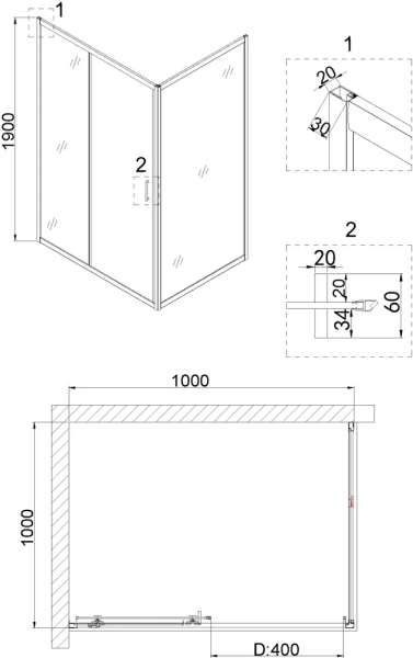 душевой уголок niagara nova ng-62-10a-a100 100x100, квадратный цвет хром