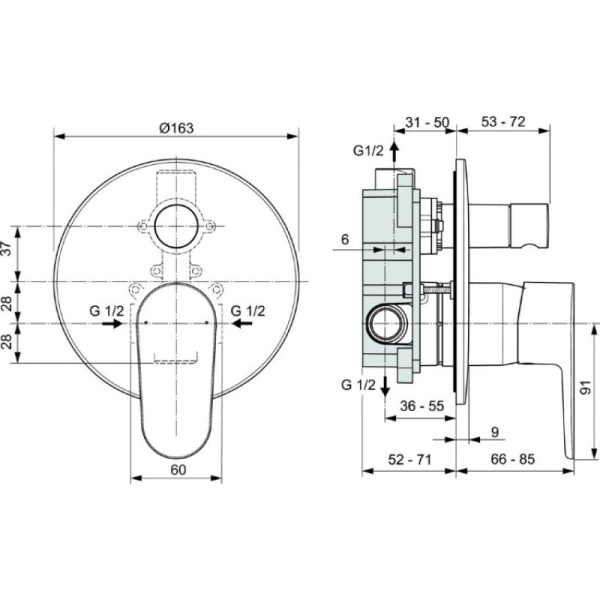 cмеситель для душа ideal standard cerafine o a7193xg