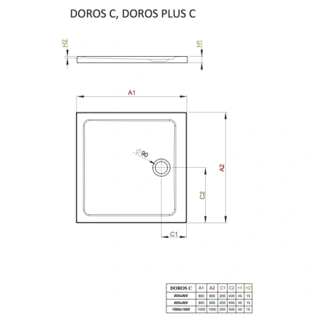 акриловый поддон 100x100 см radaway doros plus c sdrpc1010-01