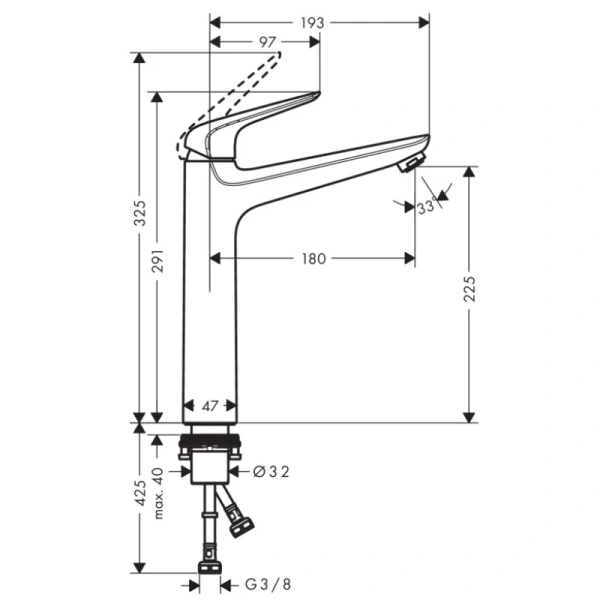 смеситель для раковины без донного клапана hansgrohe novus 71124000