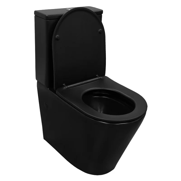 унитаз компакт azario black queen az-8380 напольный, безободковый, с бачком и сиденьем микролифт, 60.5х37х80 см, черный матовый