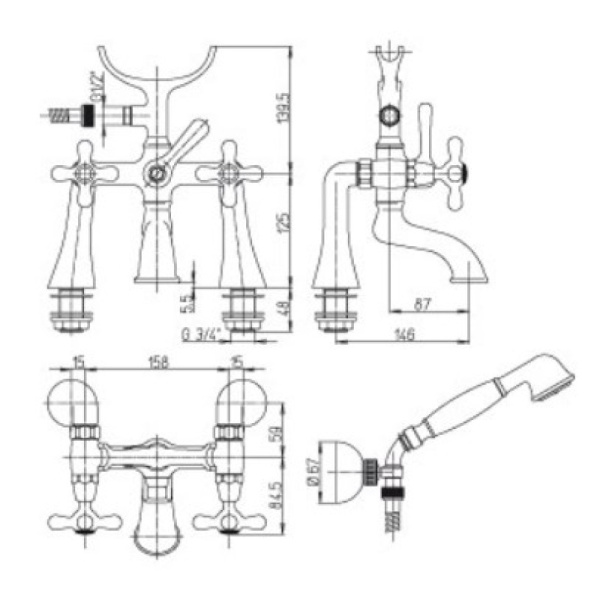 смеситель на борт ванны ванны paini liberty 17cr108