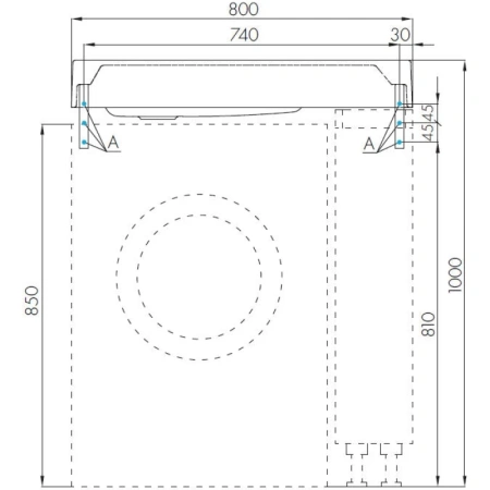 раковина aquaton рейн 80 l 1a72113krw210 на стиральную машину графит