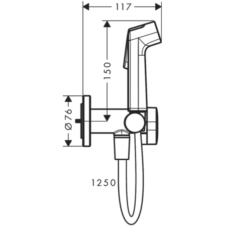 гигиенический душ hansgrohe bidette 1jet s 29232340 со смесителем, черный хром матовый