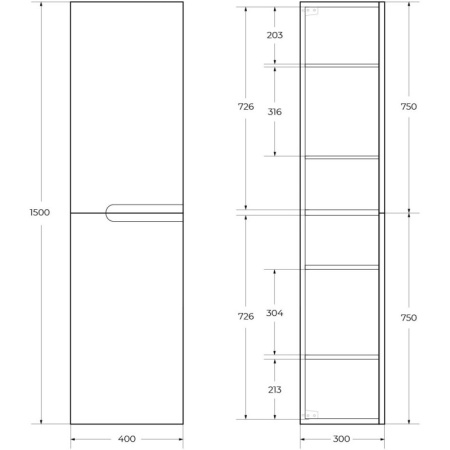 пенал подвесной bianco lucido cezares duet duet-1500-2a-sc-bl