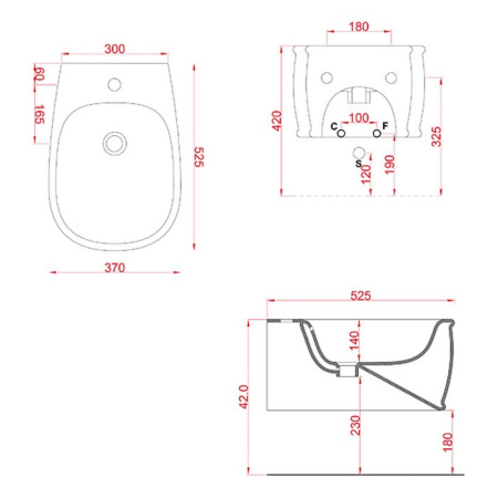 биде подвесное artceram atelier atb001 05;00