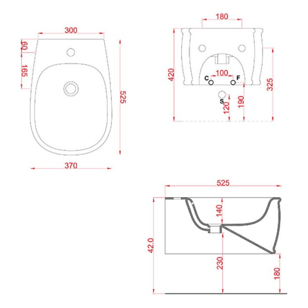 биде подвесное artceram atelier atb001 41;00