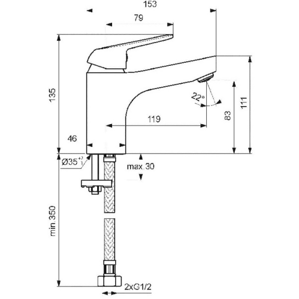 смеситель для раковины vidima fine grande ba385aa